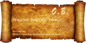 Onyika Boglárka névjegykártya